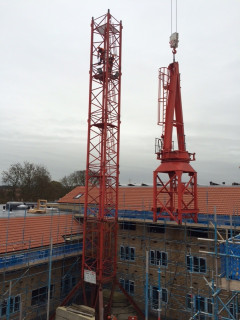 The tower crane at Mickle Hill being removed.