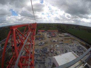 The tower crane is being used in the build of 90 apartments at Termrim Construction's Mickle Hill site.