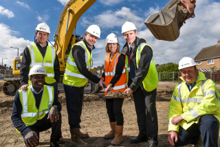 The Termrim Construction team with LYHA's Joanna Chambers at the Wombwell residential development. 