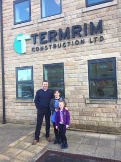 Ruby Ineson with Mum Joanne Ineson and Termrim Construction MD Graeme Bird. 